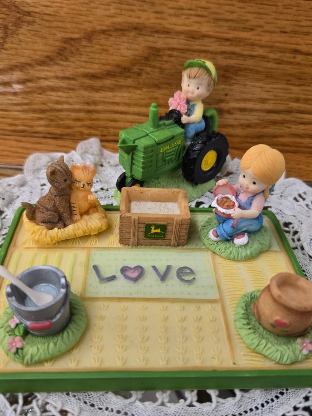 sweet John Deere Teapot decor set miniature